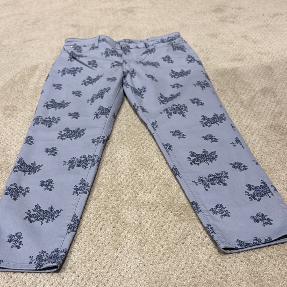Talbots Blue Floral Slim Ankle Jeans never worn